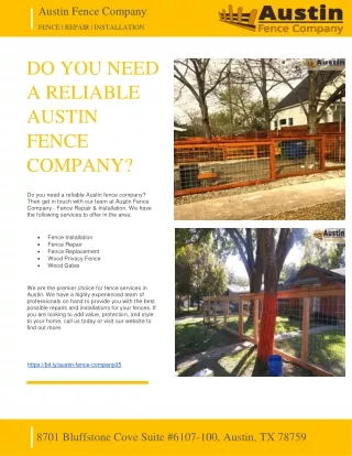 DO YOU NEED A RELIABLE AUSTIN FENCE COMPANY - AUSTIN FENCE COMPANY