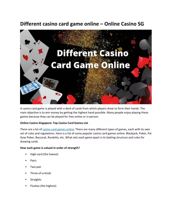 different casino card game online online casino sg