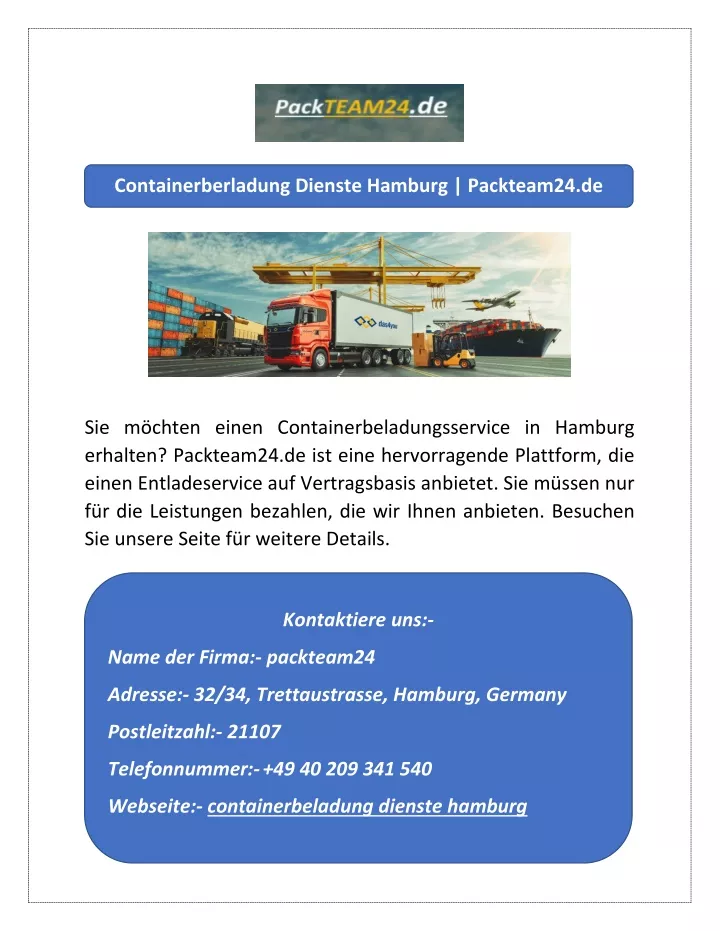 containerberladung dienste hamburg packteam24 de