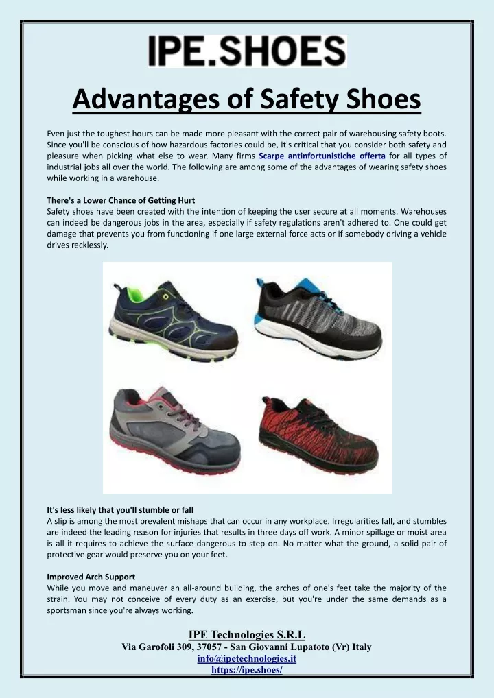 advantages of safety shoes