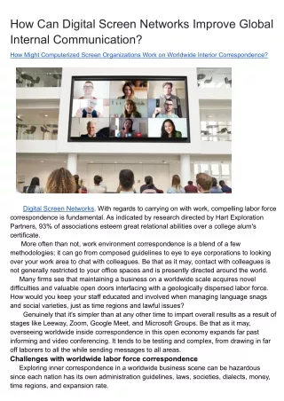 how can digital screen networks improve global