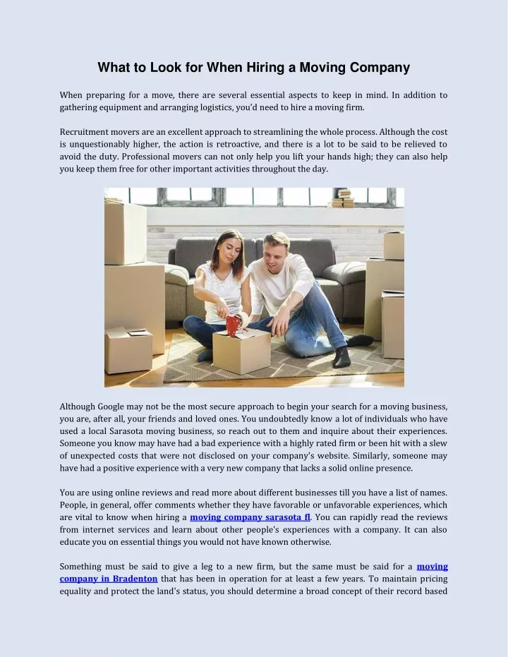 what to look for when hiring a moving company