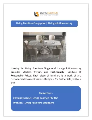 Living Furniture Singapore | Livingsolution.com.sg