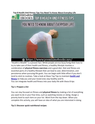 Top 8 Health and Fitness Tips You Need to Know About Everyday Life