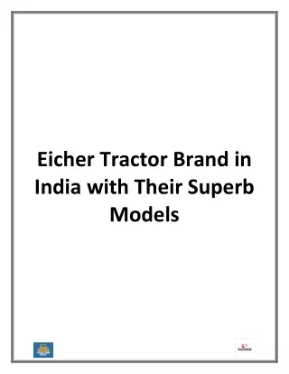 Eicher Tractor Brand in India with Their Superb Models