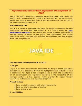 Top Rated Java IDE for Web Application Development in 2022