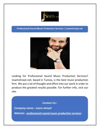 Professional Sound Music Production Services | Issamshrayti.net