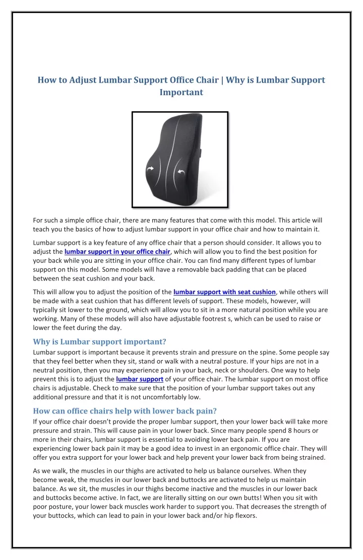 how to adjust lumbar support office chair