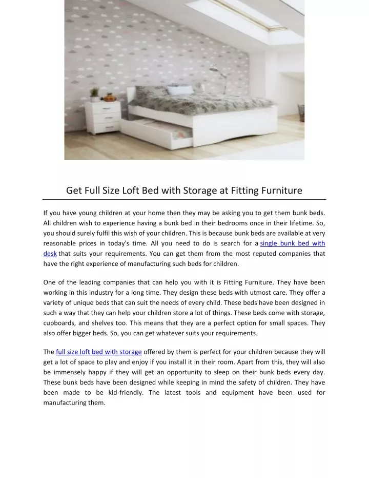 get full size loft bed with storage at fitting