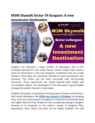 M3M Skywalk Sector 74 Gurgaon A new Investment Destination