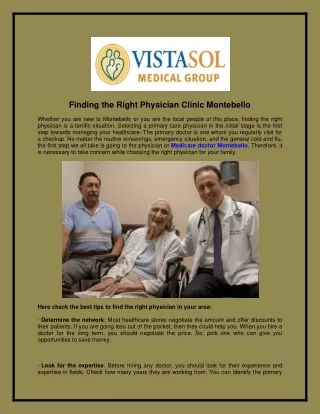 Finding the Right Physician Clinic Montebello