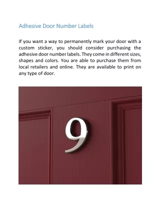 Adhesive Door Number Labels