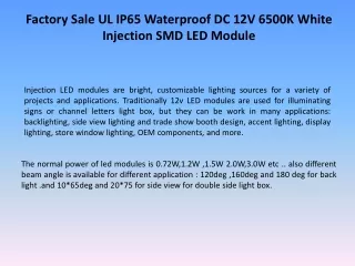 Factory Sale UL IP65 Waterproof DC 12V 6500K White Injection SMD LED Module