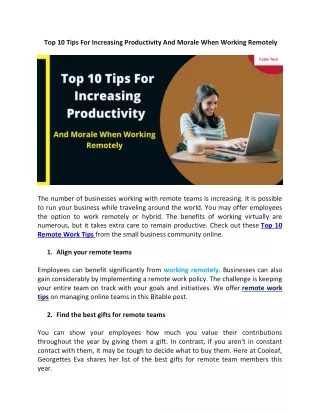 top 10 tips for increasing productivity