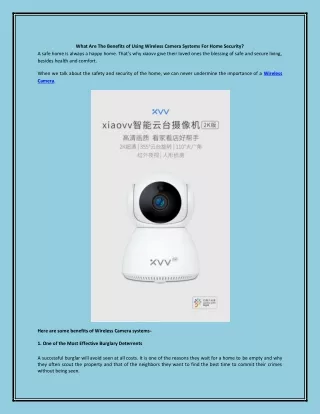 what are the benefits of using wireless camera