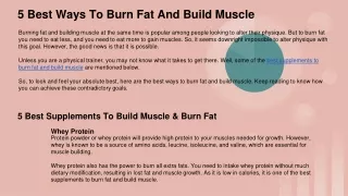 5 Best Ways To Burn Fat And Build Muscle