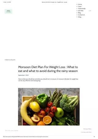 Monsoon Diet Plan for Weight Loss