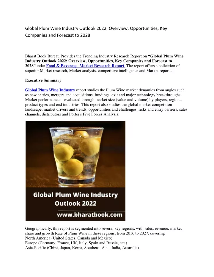 global plum wine industry outlook 2022 overview