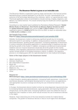 the biosensor market to grow on an invincible note
