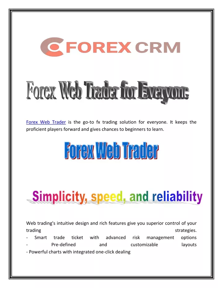 forex web trader is the go to fx trading solution
