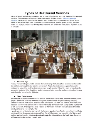 types of restaurant services what separates