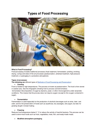 types of food processing
