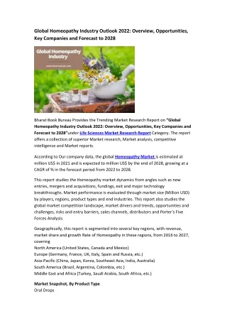 global homeopathy industry outlook 2022 overview