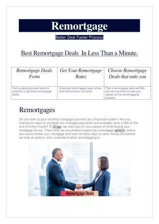 Best Remortgage Deals  In Less Than a Minute