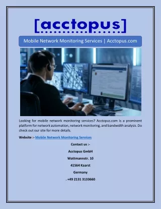 Mobile Network Monitoring Services | Acctopus.com