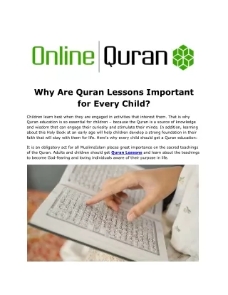 Why Are Quran Lessons Important for Every Child?