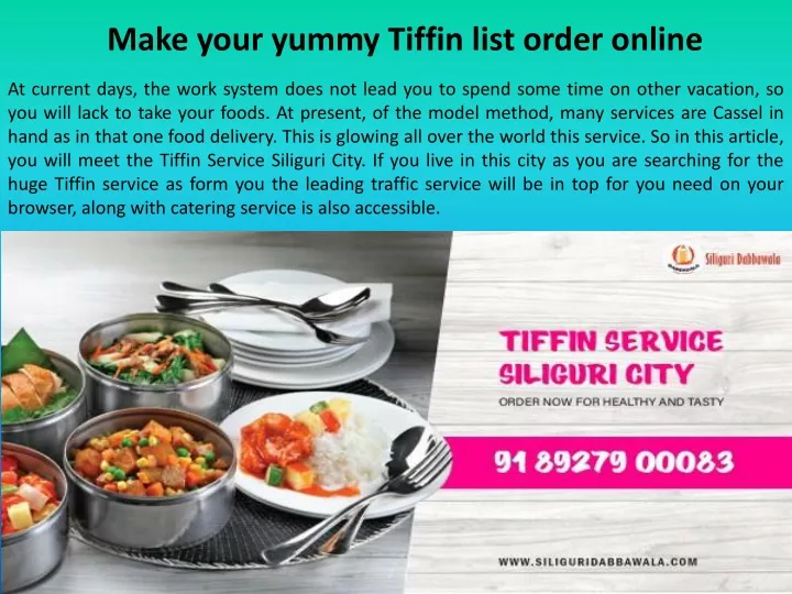 make your yummy tiffin list order online