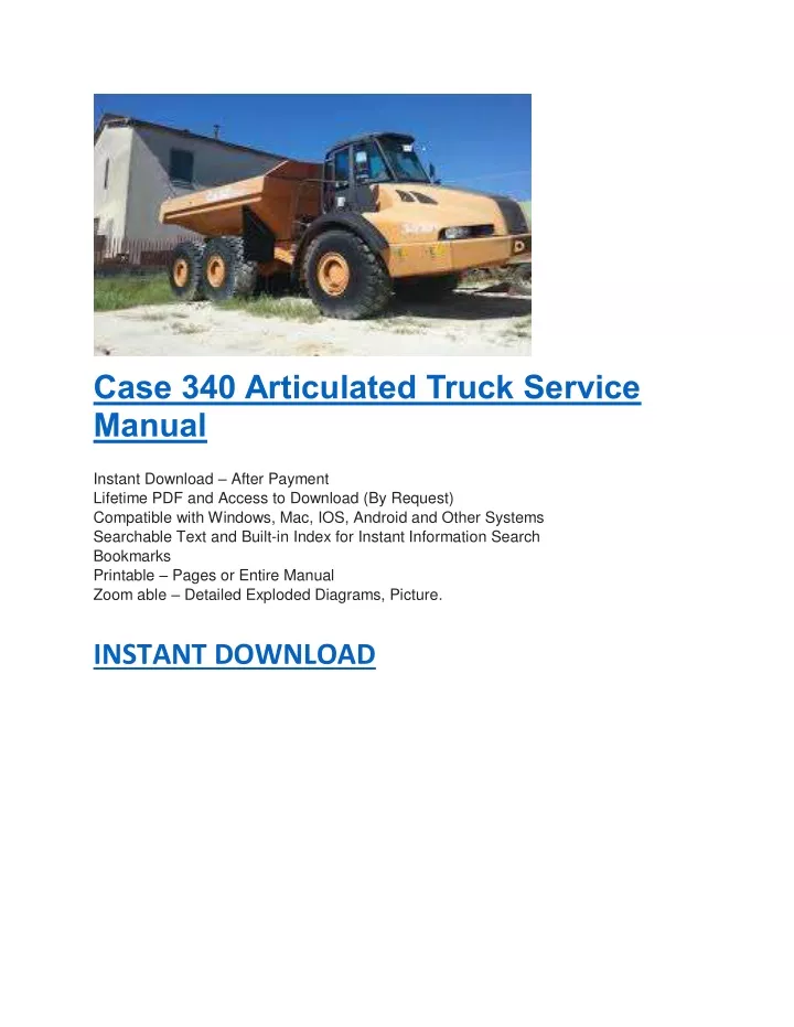 case 340 articulated truck service manual instant