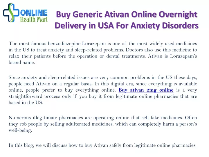 buy generic ativan online overnight delivery