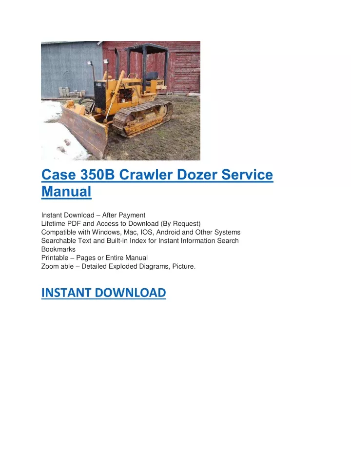 case 350b crawler dozer service manual instant