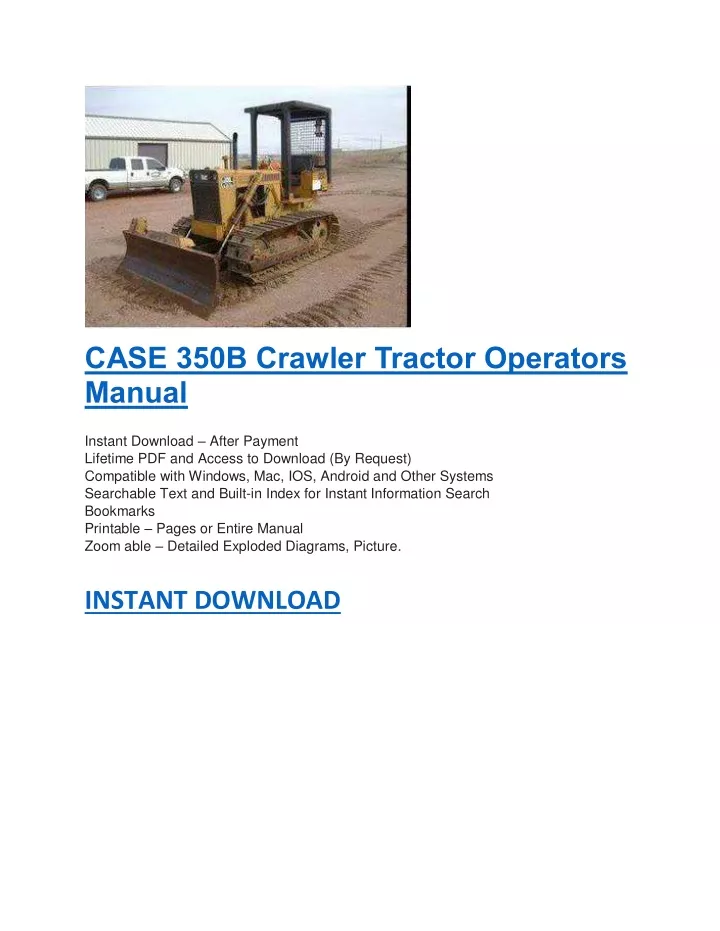 case 350b crawler tractor operators manual