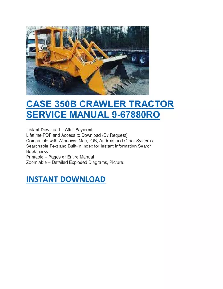 case 350b crawler tractor service manual