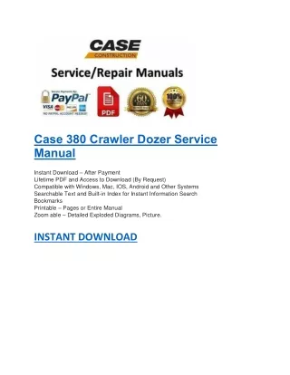 case 380 crawler dozer service manual instant