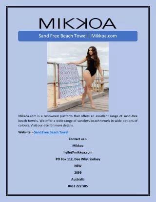 Sand Free Towel | Mikkoa.com