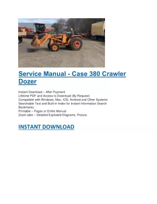 service manual case 380 crawler dozer instant