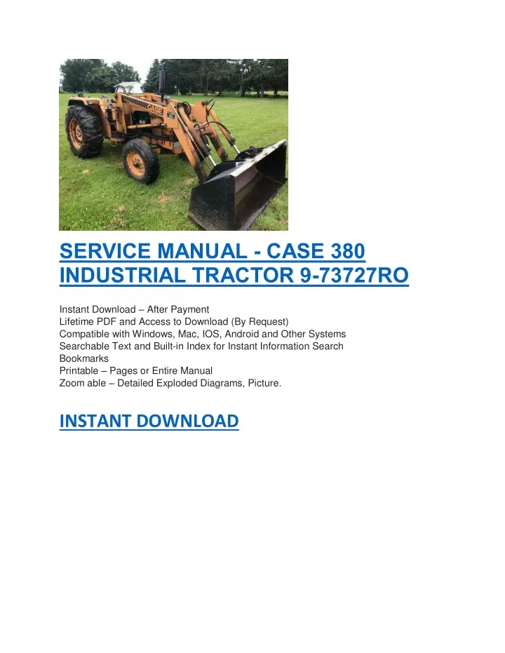 service manual case 380 industrial tractor