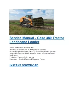 service manual case 380 tractor landscape loader