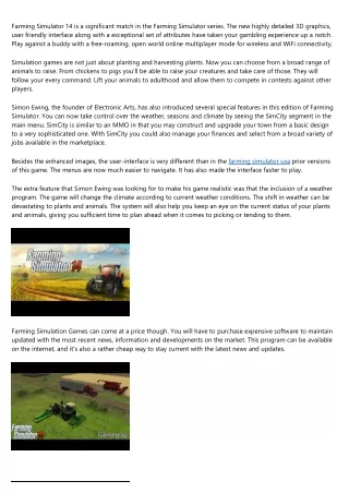 Farming Simulator 14 is a New Game For Farmers