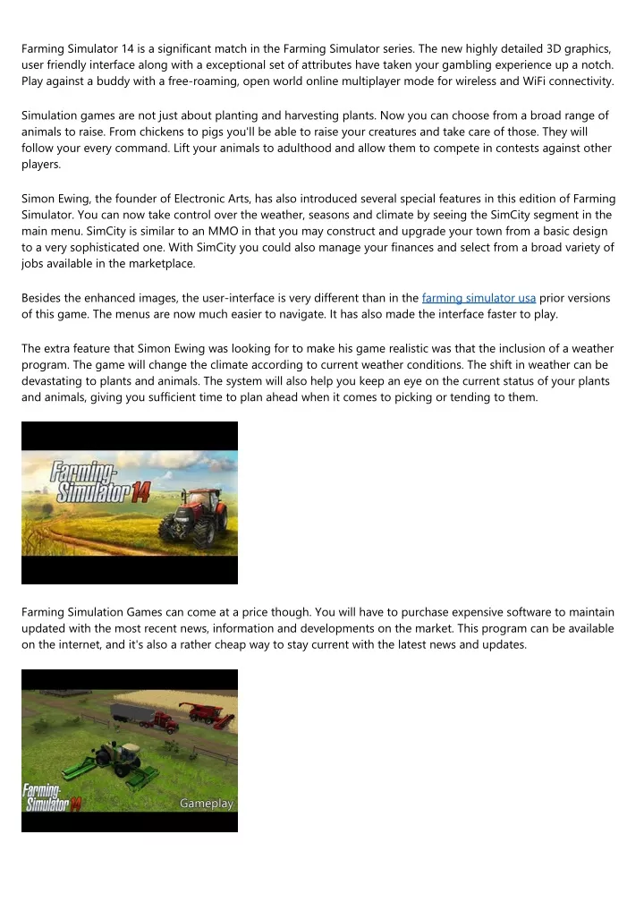 farming simulator 14 is a significant match