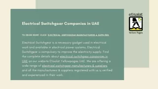 Electrical Switchgear Companies in UAE | Electrical Switchgear Manufacturers