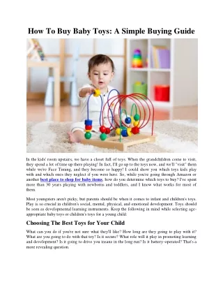 How To Buy Baby Toys A Simple Buying Guide
