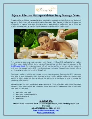 Enjoy an Effective Massage with Best Enjoy Massage Center