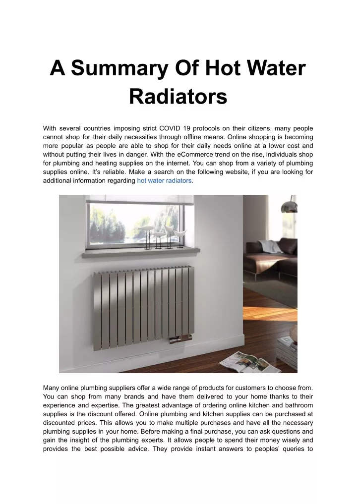 a summary of hot water radiators