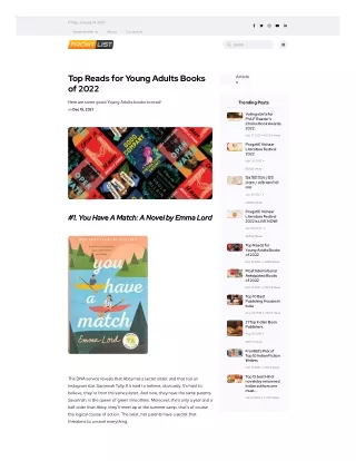 Top Reads for Young Adults Books of 2022