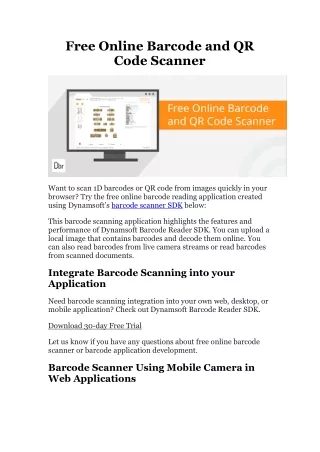 Free Online Barcode and QR Code Scanner - Dynamsoft
