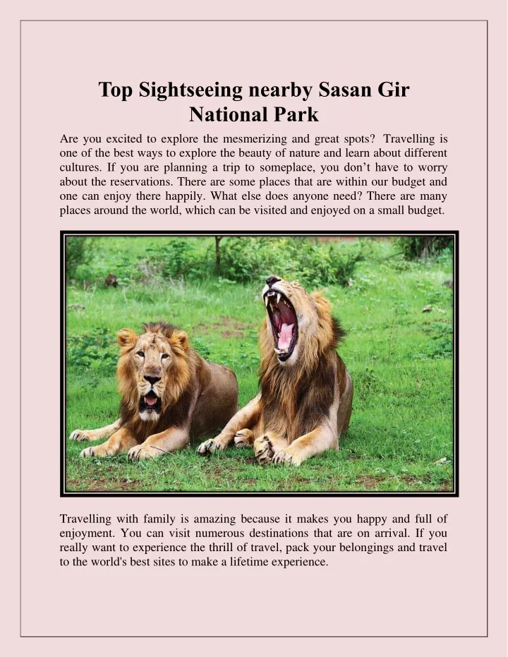 top sightseeing nearby sasan gir national park